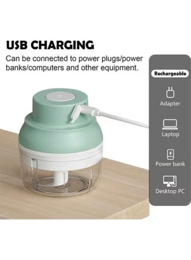 KIIUMI Electric Chopper Mixer Grinder, Electric Mini Garlic Chopper, Baby Food Processor, Portable Cordless Garlic Mincer Masher, Meat Grinder with USB Charging for Vegetable, Chili, Fruits, Ginger, Baby Food, Seasoning 250ml (Green) - Image 4