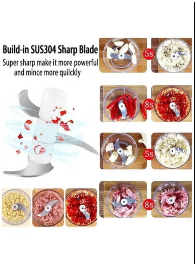 KIIUMI Electric Chopper Mixer Grinder, Electric Mini Garlic Chopper, Baby Food Processor, Portable Cordless Garlic Mincer Masher, Meat Grinder with USB Charging for Vegetable, Chili, Fruits, Ginger, Baby Food, Seasoning 250ml (Green) - Image 3