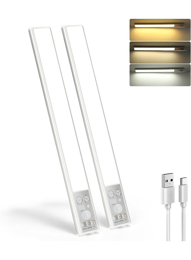 Arabest Under Cabinet Lighting Wireless, 50 LED Rechargeable Battery Operated Motion Sensor Light Indoor, 1500mAh 3 Color Temps Dimmable Under Counter Lights for Kitchen, Bedroom, Stair(2 Pack) - Image 1