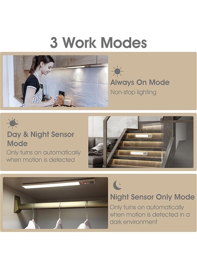 Arabest Under Cabinet Lighting Wireless, 50 LED Rechargeable Battery Operated Motion Sensor Light Indoor, 1500mAh 3 Color Temps Dimmable Under Counter Lights for Kitchen, Bedroom, Stair(2 Pack) - Image 4