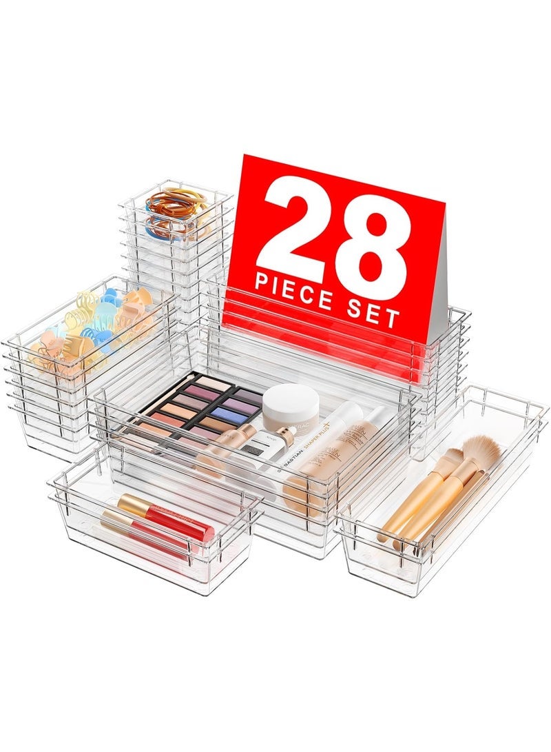 Clear Crystal Design Drawer Organizer Acrylic Makeup Organizer, Bathroom Organizers and Storage, Organizing Bins for Office, Vanity, Kitchen and Bedroom - Image 1