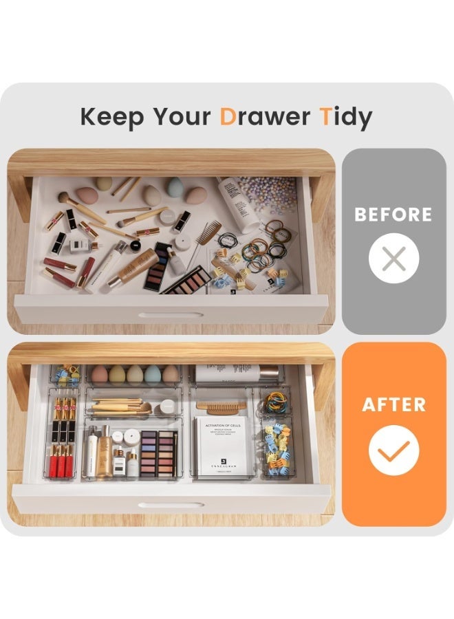 Clear Crystal Design Drawer Organizer Acrylic Makeup Organizer, Bathroom Organizers and Storage, Organizing Bins for Office, Vanity, Kitchen and Bedroom - Image 4