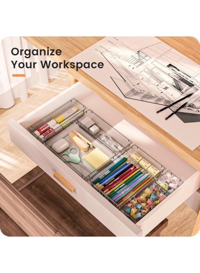 Clear Crystal Design Drawer Organizer Acrylic Makeup Organizer, Bathroom Organizers and Storage, Organizing Bins for Office, Vanity, Kitchen and Bedroom - Image 2