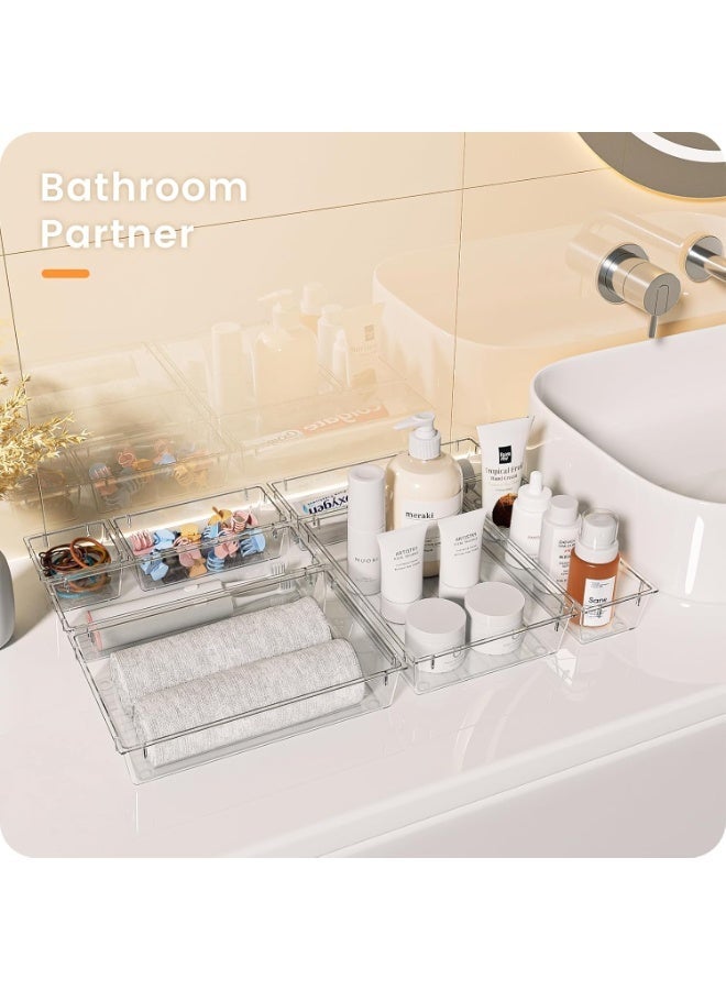 Clear Crystal Design Drawer Organizer Acrylic Makeup Organizer, Bathroom Organizers and Storage, Organizing Bins for Office, Vanity, Kitchen and Bedroom - Image 3