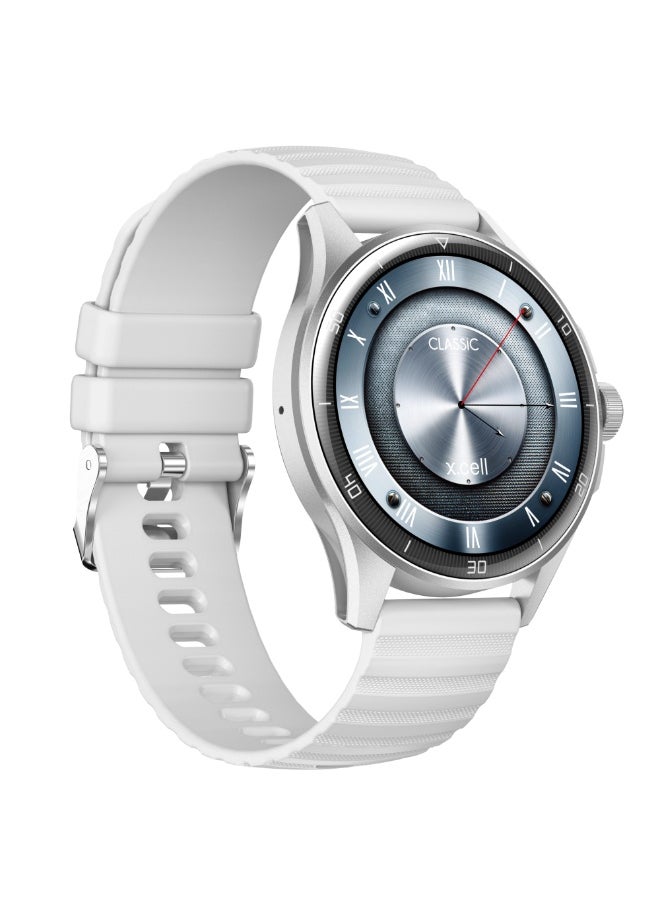 Xcell Xcell Classic6 Smartwatch, 1.43" AMOLED Display, Bluetooth Calling, 2 Premium Straps, Heart-Rate/BP/SpO₂, Multi Language, IP68, 7-Day Battery, iOS/Android Compatible- Silver Frame with Grey Strap  - Image 2