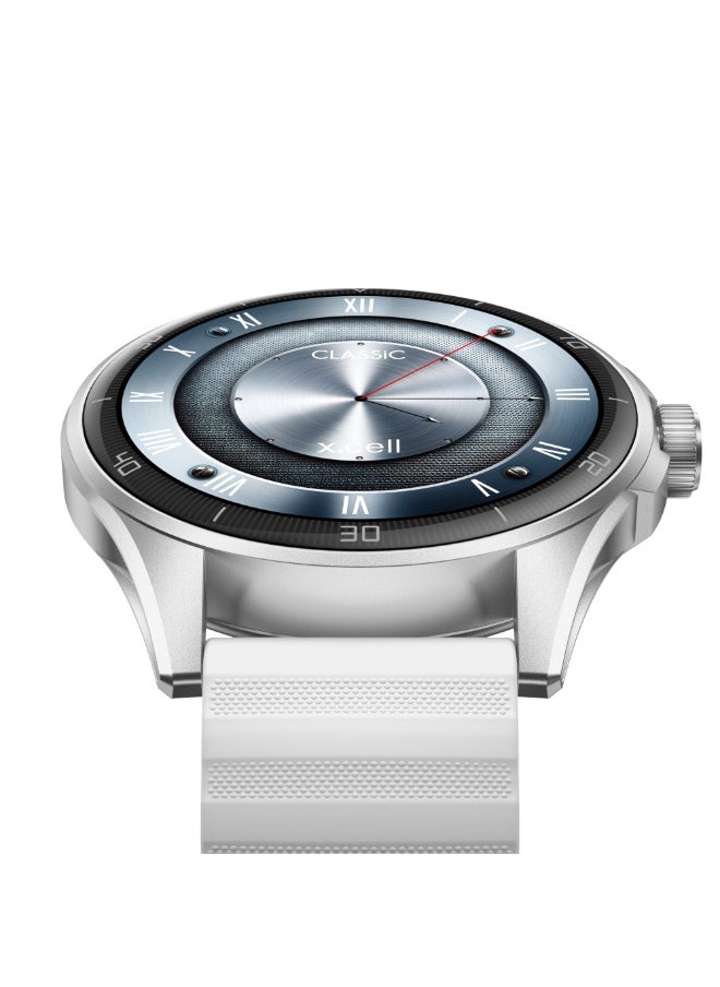 Xcell Xcell Classic6 Smartwatch, 1.43" AMOLED Display, Bluetooth Calling, 2 Premium Straps, Heart-Rate/BP/SpO₂, Multi Language, IP68, 7-Day Battery, iOS/Android Compatible- Silver Frame with Grey Strap  - Image 5