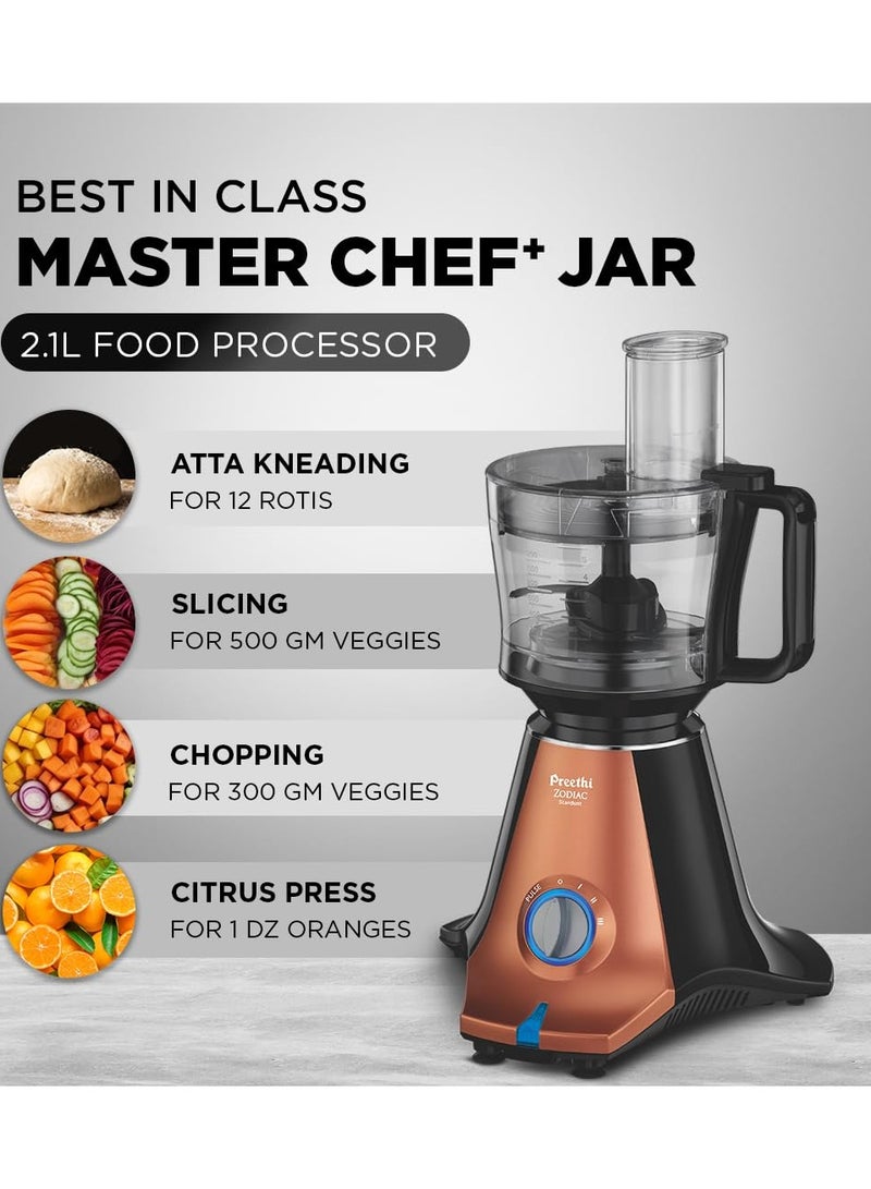 Preethi Zodiac Stardust Mixer Grinder for Kitchen, 5 Jars 750 Watt Mixie (3 Stainless steel Jars +1 Juicer Jar+1 Master Chef Plus Food processor Jar), Black/Copper (MG-265)  - Image 5