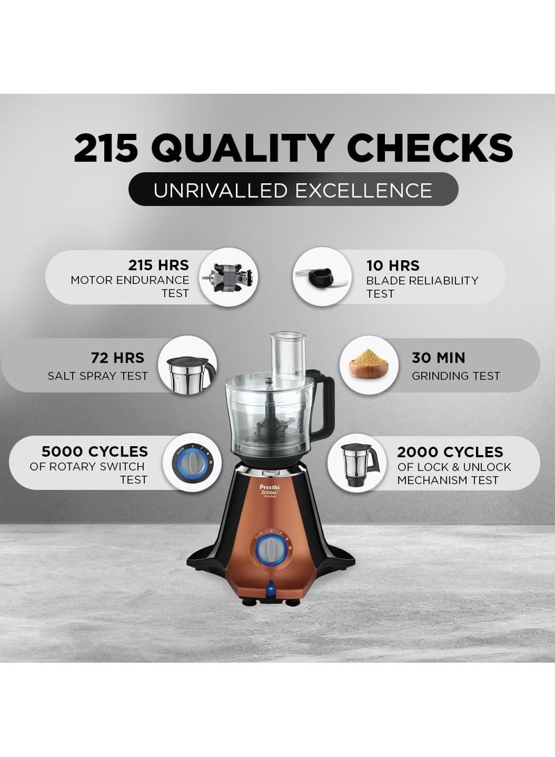 Preethi Zodiac Stardust Mixer Grinder for Kitchen, 5 Jars 750 Watt Mixie (3 Stainless steel Jars +1 Juicer Jar+1 Master Chef Plus Food processor Jar), Black/Copper (MG-265)  - Image 3