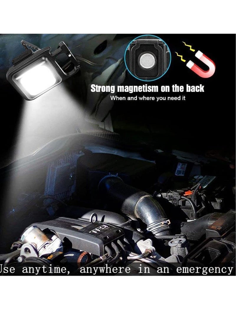 Small LED Flashlight 800 Lumens COB Rechargeable Keychain Mini Torch,4 Light Modes Portable Pocket Light with Folding Bracket Bottle Opener Magnet Base for Camping Fishing Outdoors [Energy Class A] - Image 2