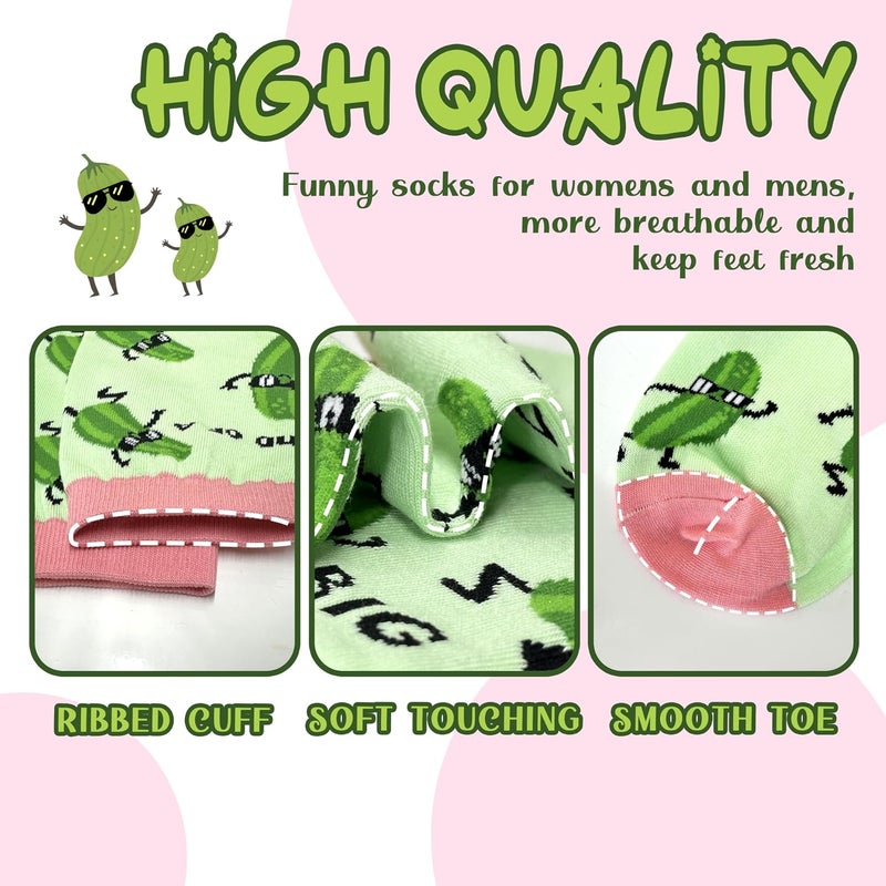 WHOTAY Funny Pickles Socks Crazy Novelty Pickle Gifts for Women Men and Kids Fun Socks Mens Gag Gifts - Image 4