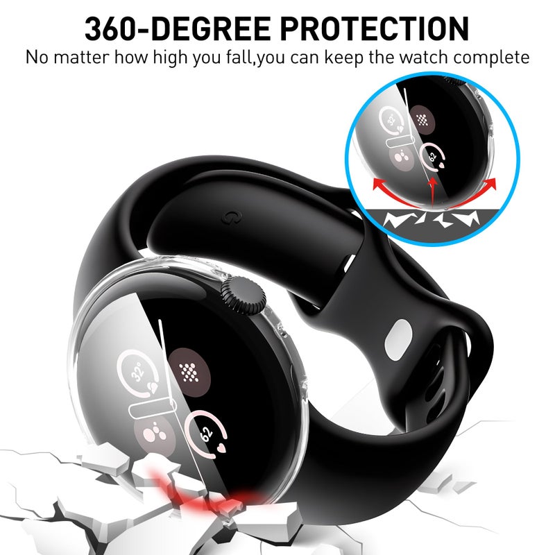 Suoman 3-Pack for Google Pixel Watch 3/2/1 41mm Screen Protector Case, [Anti-Scratch] All-Around Protective Soft TPU Bumper Cover -Clear+Clear+Clear - Image 4