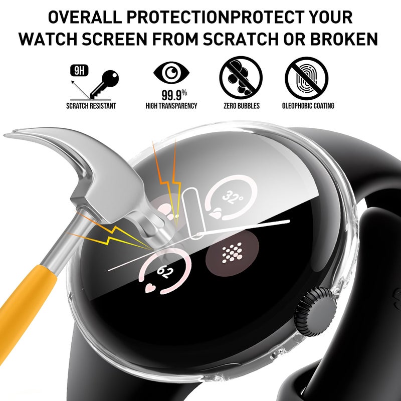 Suoman 3-Pack for Google Pixel Watch 3/2/1 41mm Screen Protector Case, [Anti-Scratch] All-Around Protective Soft TPU Bumper Cover -Clear+Clear+Clear - Image 3