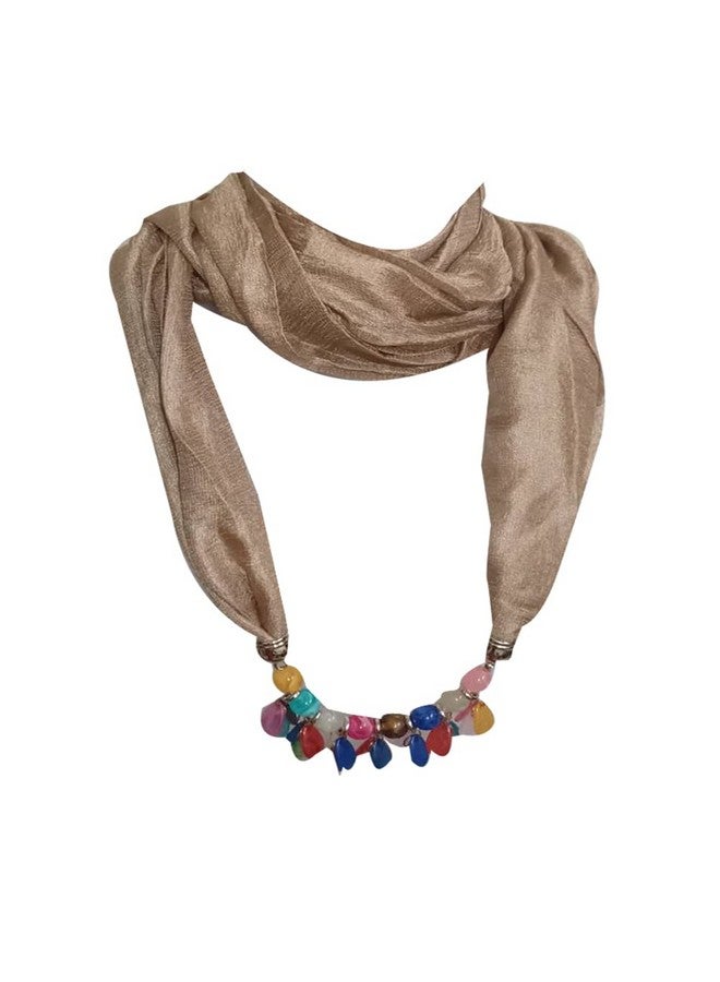 MAGIC Women Necklace Pendant Scarf Chiffon Accessories Ladies Necklace Shawl Neckwear (Khaki) - Image 1