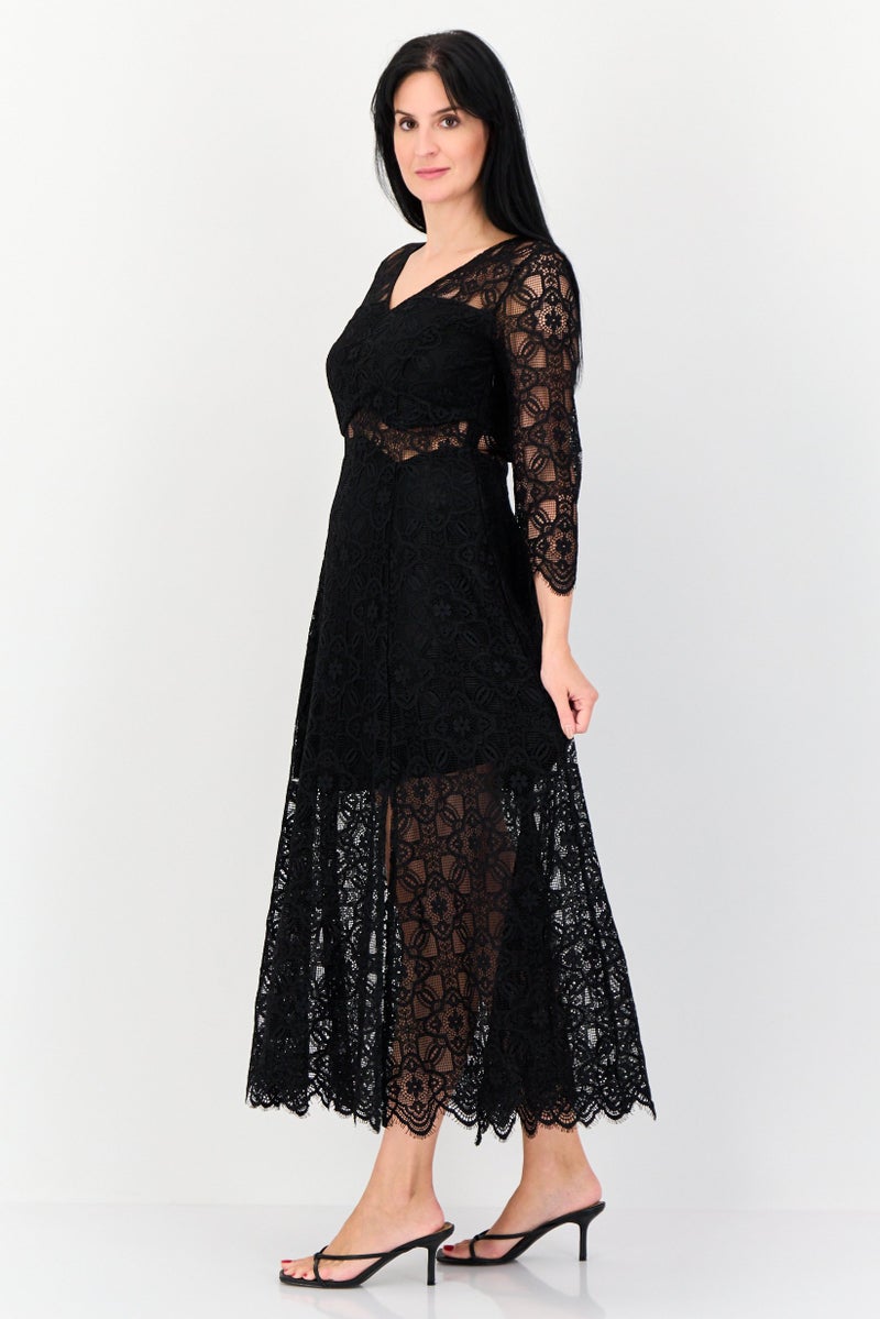 VERO MODA فستان ماكسي منسوج للنساء، أسود - Image 3