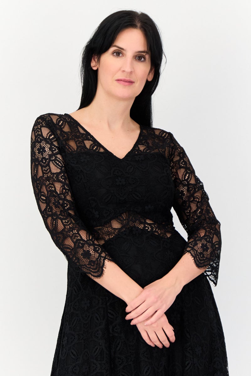 VERO MODA فستان ماكسي منسوج للنساء، أسود - Image 2