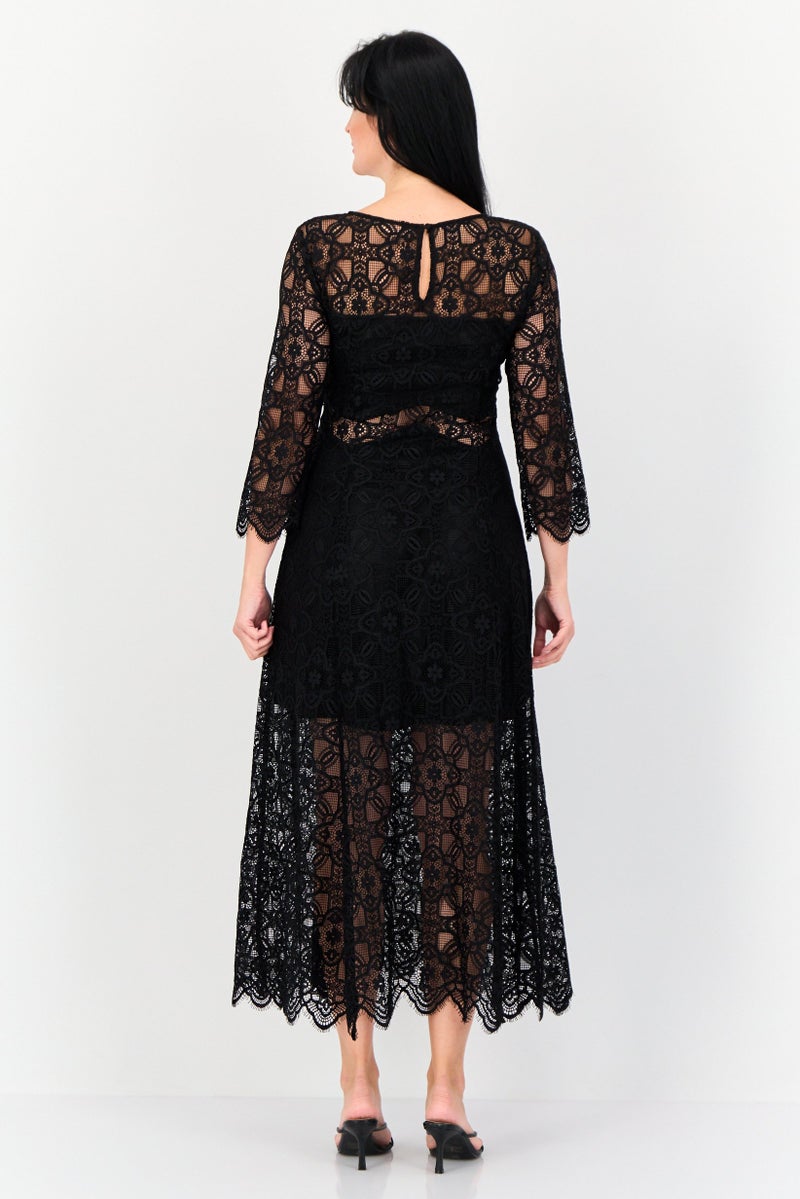 VERO MODA فستان ماكسي منسوج للنساء، أسود - Image 4