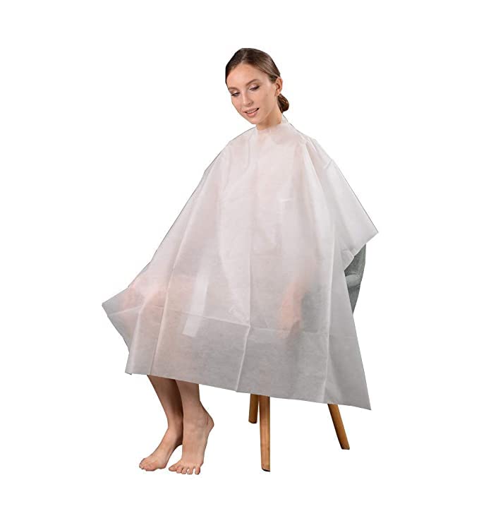 Kudize 30 GSM Barber Hair Cutting Cloth Home Salon Apron Non Woven Disposable Beauty Parlor Hair Cutting Sheet 60x40 Inch White (Pack of 50) - Image 1