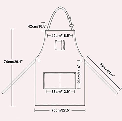 WOWSEA Denim Aprons - Lightweight, Ultra-thin portable Apron for Work, Play, Cooking Multifunctional Aprons, Adjustable Shoulder Strap Lengths for Petite Ladies or Teenagers (Blue) - Image 4