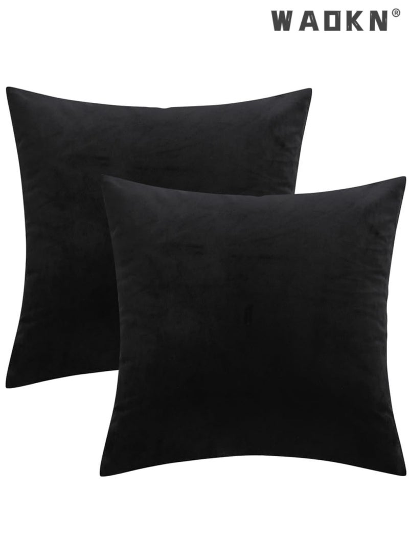 WAOKN Decorative Square Throw Pillow Covers 18x18 Inch set of 4,Soft Solid Decorative Square Throw Pillow Covers Set, Cushion Cases Pillowcases for Home, Sofa Bedroom Car 45 x 45 Cm,Black - Image 4