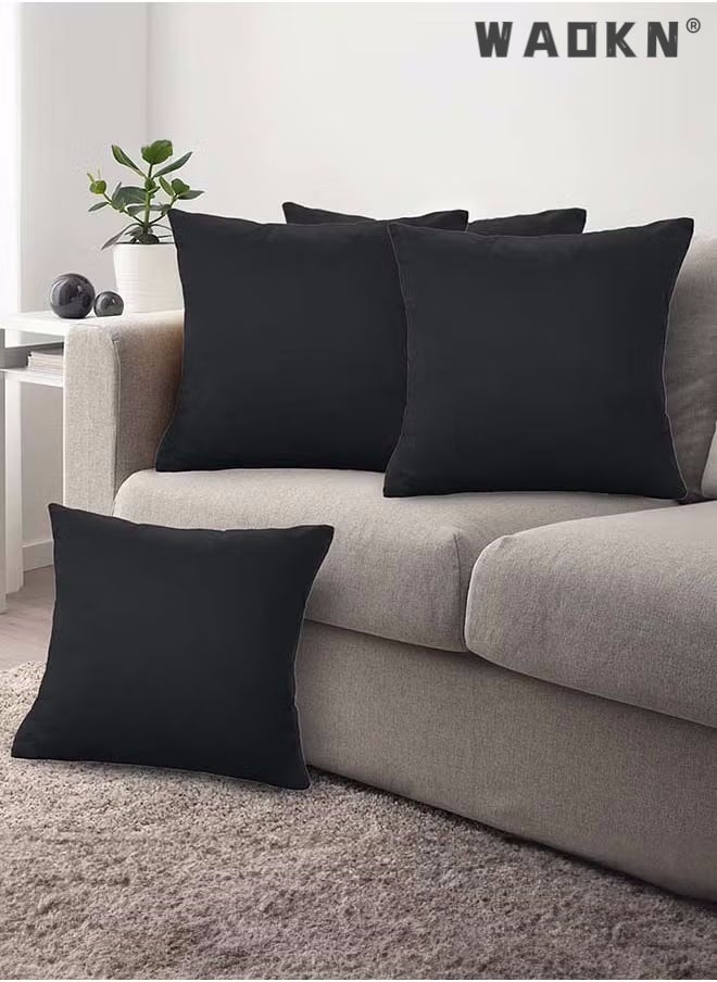 WAOKN Decorative Square Throw Pillow Covers 18x18 Inch set of 4,Soft Solid Decorative Square Throw Pillow Covers Set, Cushion Cases Pillowcases for Home, Sofa Bedroom Car 45 x 45 Cm,Black - Image 2