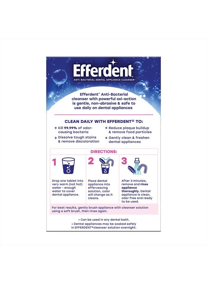 Efferdent - Efferdent Retainer Cleaning Tablets, Denture Cleanser Tablets for Dental Appliances, Complete Clean, 126 Tablets - Image 1