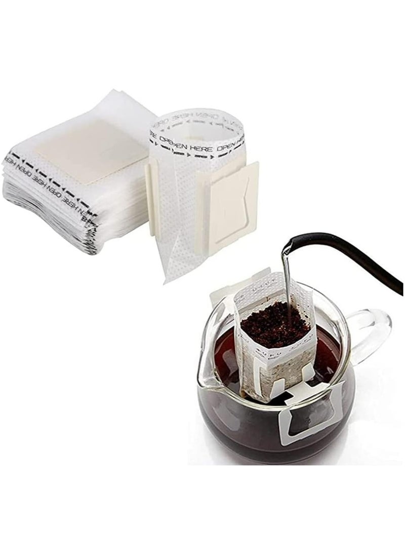 Oasisgalore 100 Count Disposable Coffee Filters - Hanging Ear Drip Coffee Bags for Travel, Camping, Home & Office Use - Image 1
