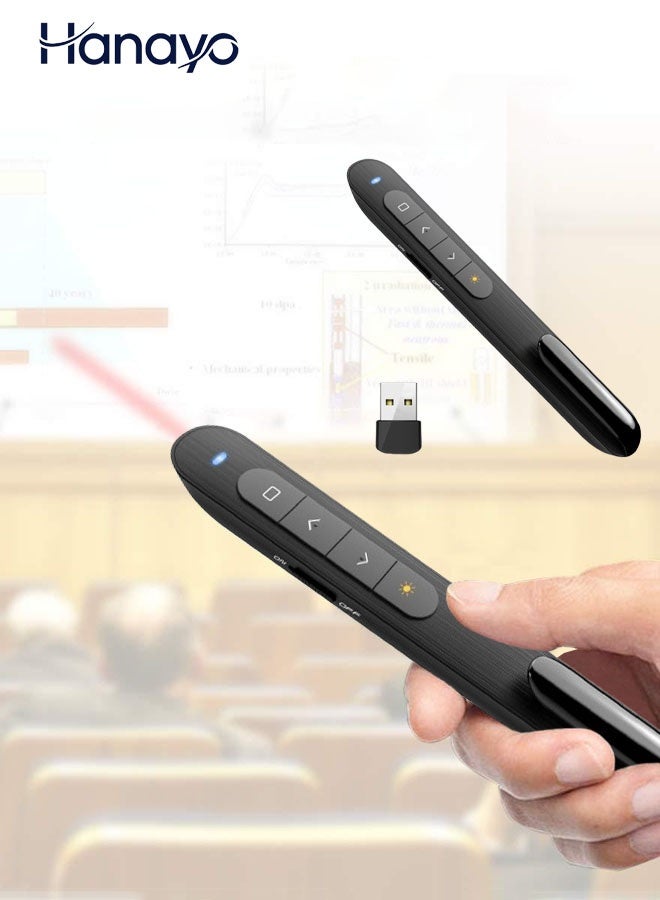 Hanayo 2.4Ghz USB Wireless Presenter Flip Pen 100M Wireless Presentation PPT Remote Control for PowerPoint Presentation Toys for Pet Cats(Black) - Image 1