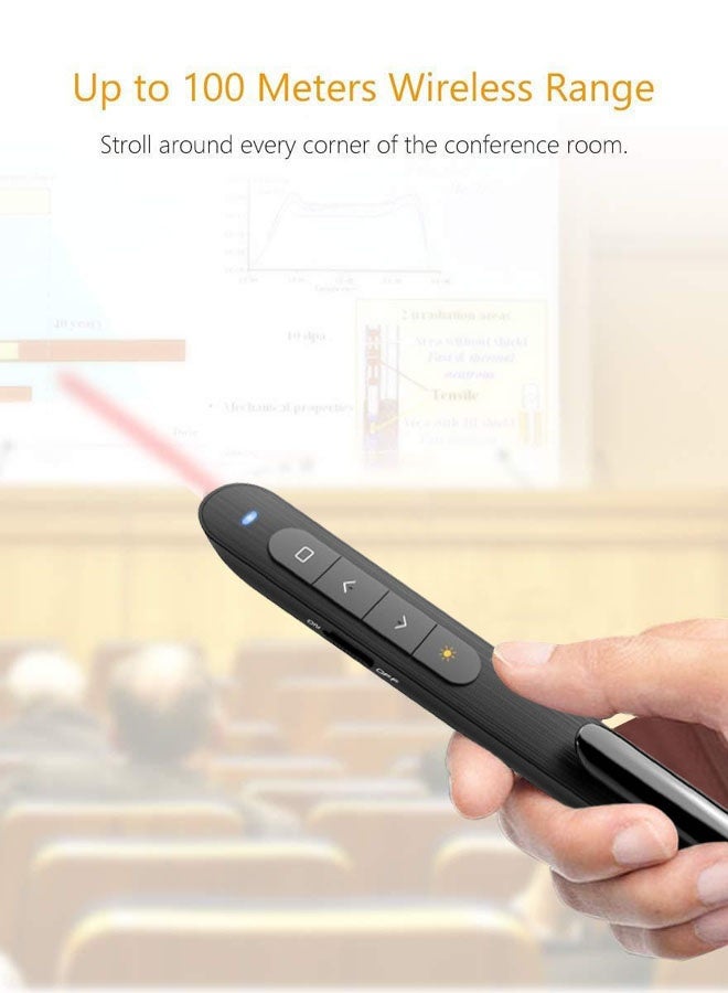 Hanayo 2.4Ghz USB Wireless Presenter Flip Pen 100M Wireless Presentation PPT Remote Control for PowerPoint Presentation Toys for Pet Cats(Black) - Image 3