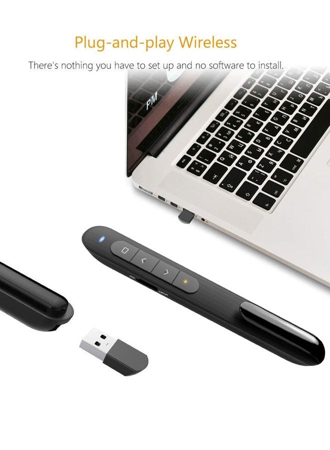 Hanayo 2.4Ghz USB Wireless Presenter Flip Pen 100M Wireless Presentation PPT Remote Control for PowerPoint Presentation Toys for Pet Cats(Black) - Image 2
