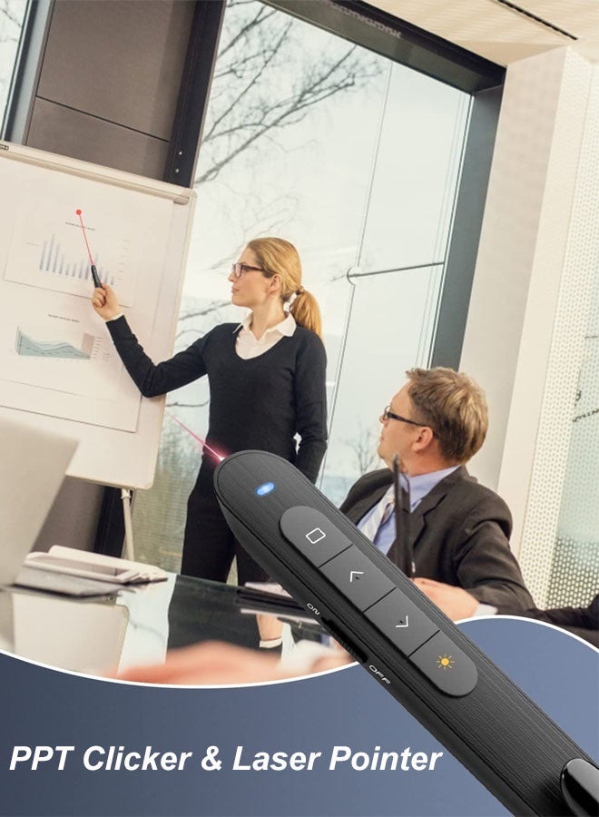 Hanayo 2.4Ghz USB Wireless Presenter Flip Pen 100M Wireless Presentation PPT Remote Control for PowerPoint Presentation Toys for Pet Cats(Black) - Image 4