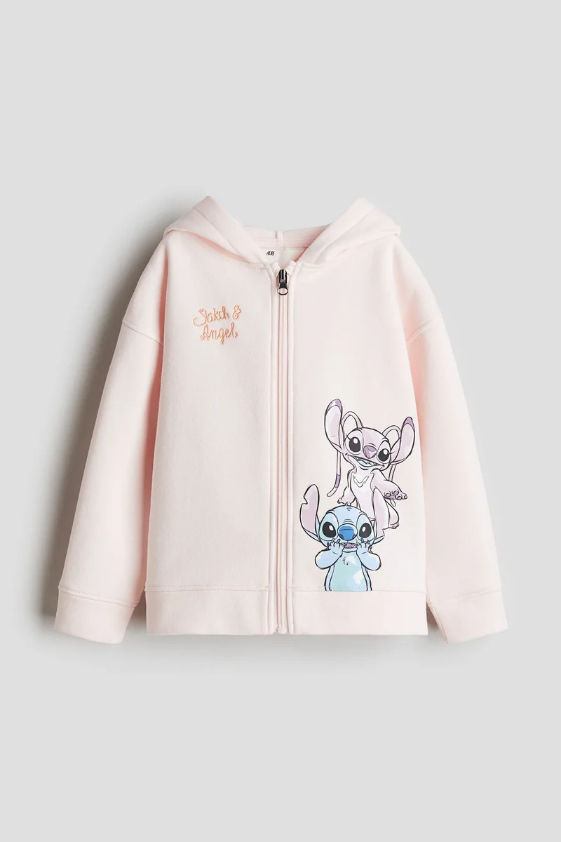 اتش اند ام Printed zip-through hoodie