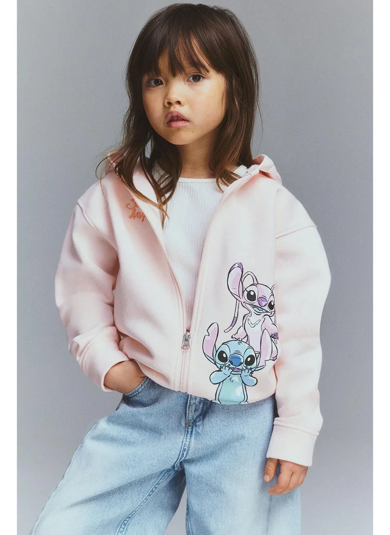 اتش اند ام Printed zip-through hoodie