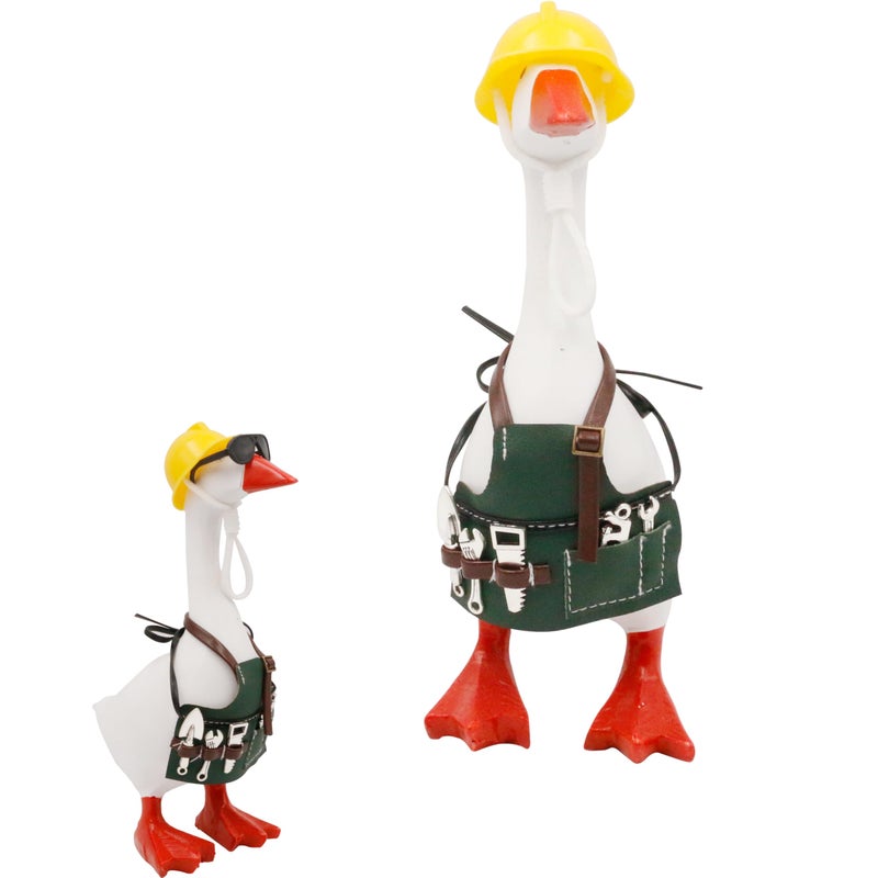 i-Beeboo Desktop Goose Outfits 7 Inch Gardener Home Repair Set, Mini Tools Hat Apron Clothes, Desk Porch Goose Decor - Image 3