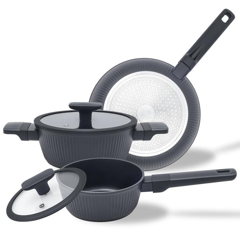 Jovire Nonstick Cookware Set Non Toxic, 3-Piece Pots and Pans Set, PFOA/PTFE Free, Induction Ready & Dishwasher Safe, Ceramic Coating for Easy Release - Image 1