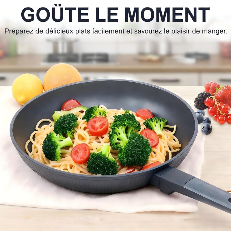 Jovire Nonstick Cookware Set Non Toxic, 3-Piece Pots and Pans Set, PFOA/PTFE Free, Induction Ready & Dishwasher Safe, Ceramic Coating for Easy Release - Image 5