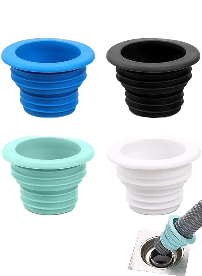 4 Pcs Drain Pipe Seal Ring, Shower Floor Drain Hose Backflow Preventer, Sewer Silicone Tube Seal Ring, Laundry Room Bathroom Bathtub Kitchen Cleaning Tools  - Image 1