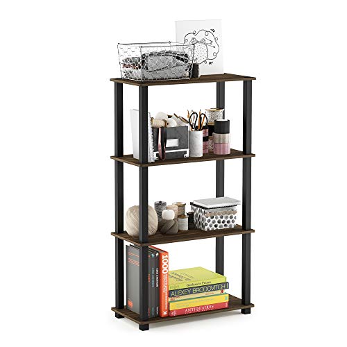 Furinno TurnNTube 4Tier Multipurpose Shelf Display Rack Square Tube Columbia WalnutBlack