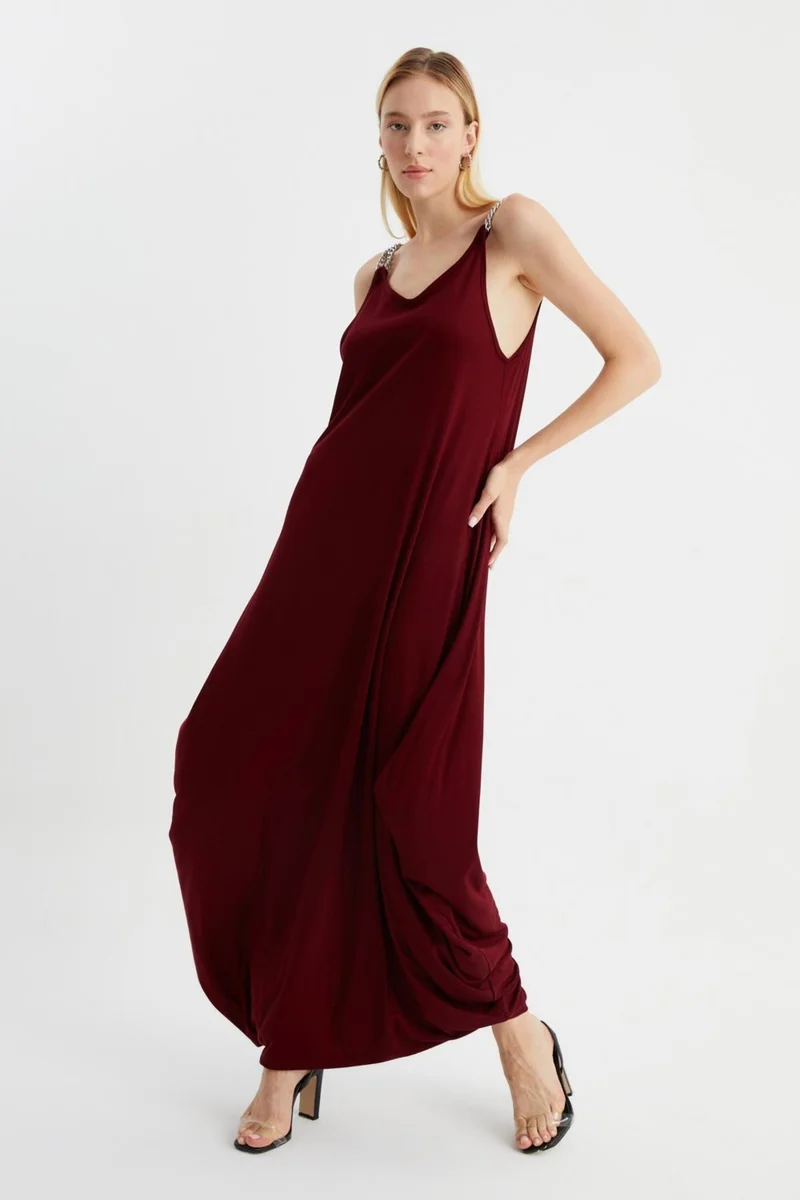 Alexander Gardi Burgundy V-Neck Dress