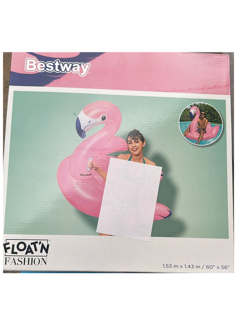 This flamingo-shaped swimming ring helps you relax in the pool. It's inflatable and suitable for outdoor and backyard use. Suitable for ages 3 and up. Ideal for beach and lake vacations, as well as swimming trips. Made of high-quality vinyl, it ensures safety and durability, with smooth stitching for optimal comfort. With safety valves, it's easy to inflate and transport.