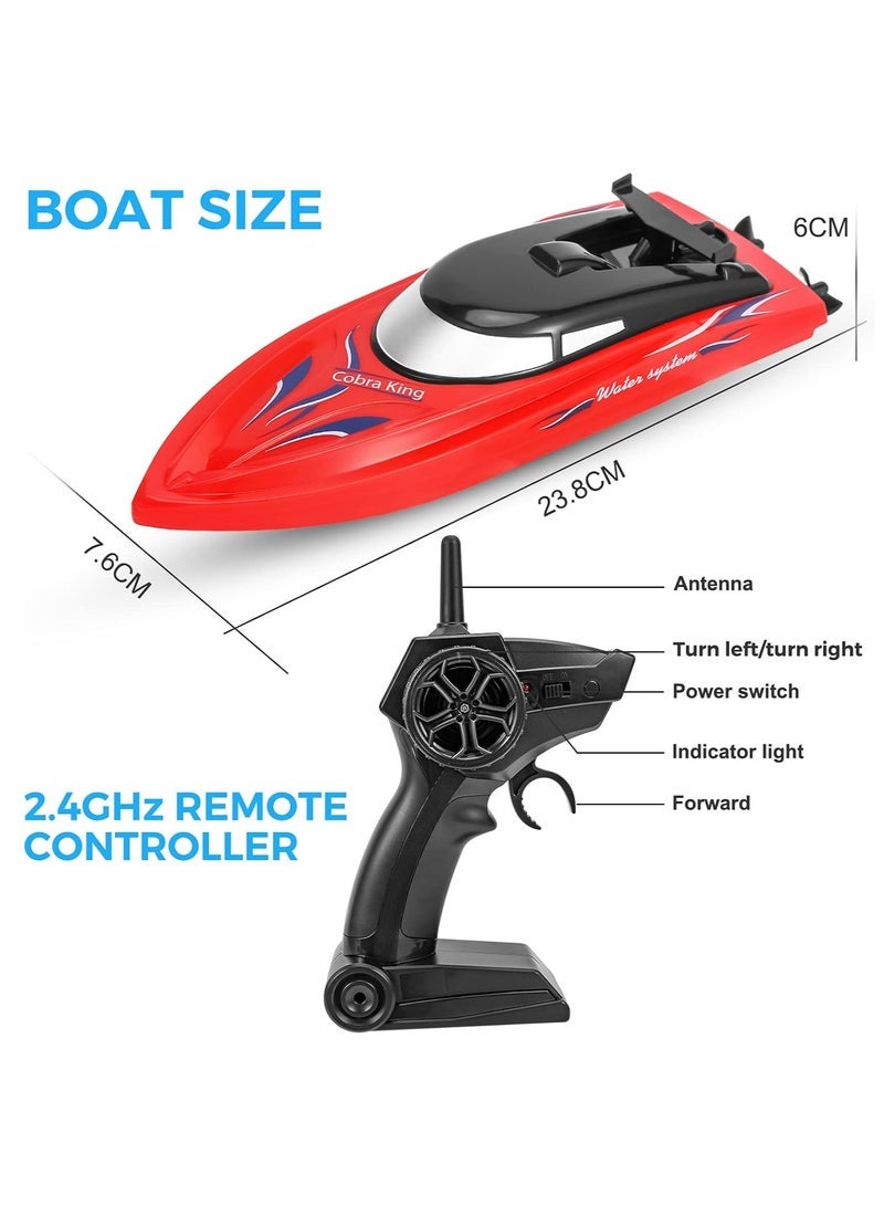 VITION Remote Control Boats, Waterproof Remote Control Boat with 2.4GHz High-Speed Controller RC Boat for Kids and Adults with Rechargeable Battery (Red) - Image 3