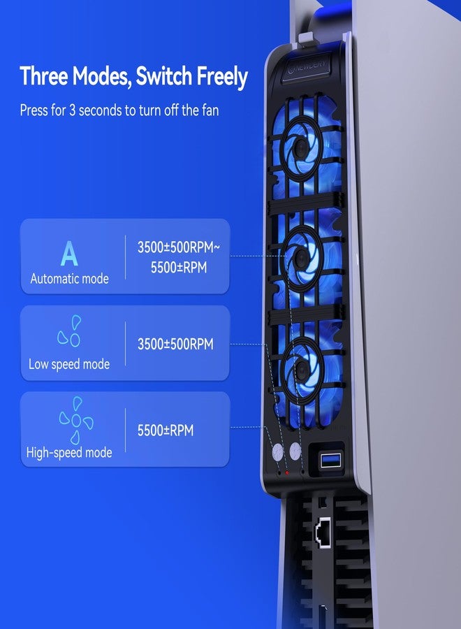 نيودري مروحة تبريد NEWDERY لملحقات P5، مروحة تبريد هادئة مطورة مع سرعة تلقائية، منفذ USB 3.0 للتحكم وإضاءة RGB، حصريًا لجهاز P5 - Image 4