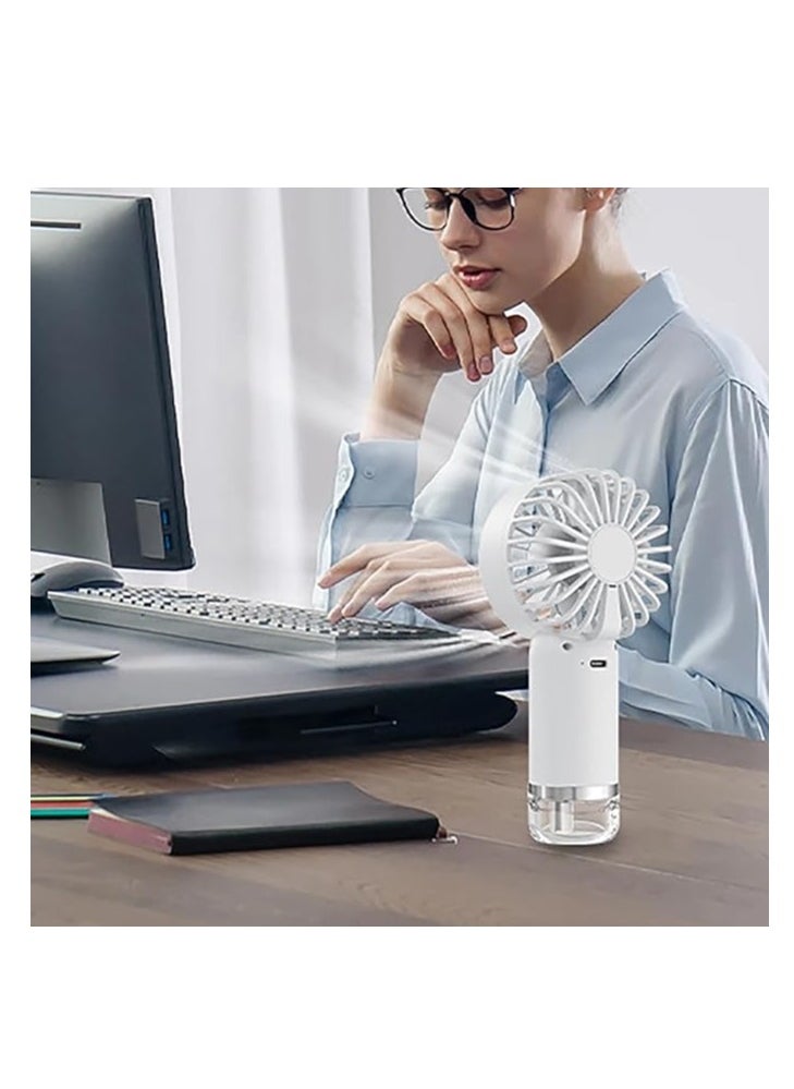 OUYoo OUYoo New Portable Handheld Misting Fan, Rechargeable Battery Operated Misting Fan, Water Mist Fan, Outdoor Misting Personal Cooling Device, Makeup Cooling Fan Travel, Beach (White)  - Image 2