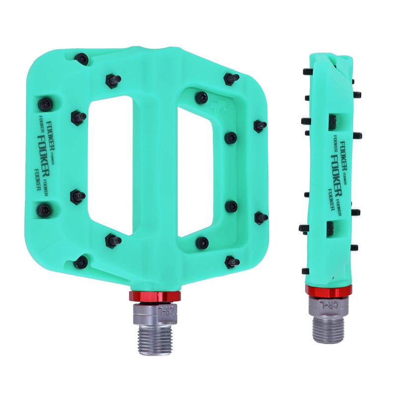 FOOKER MTB Pedals Mountain Bike Pedals 3 Bearing Non-Slip Lightweight Nylon Fiber Bicycle Platform Pedals for BMX MTB 9/16" (922-Green Needle Roller Bearing) - Image 4