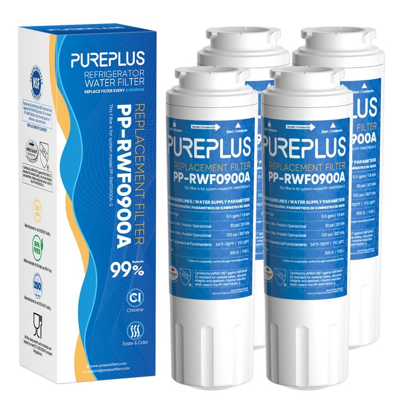 Pure Plus Pureplus Ukf8001 Refrigerator Water Filter Replacement For Maytag Ukf8001P  Edr4Rxd1  Everydrop Filter 4  Pur 4396395  Puriclean Ii  Ukf8001Axx-200  Ukf8001Axx-750  Rwf0900A  Rfc0900A  469006  4Pack - Image 1