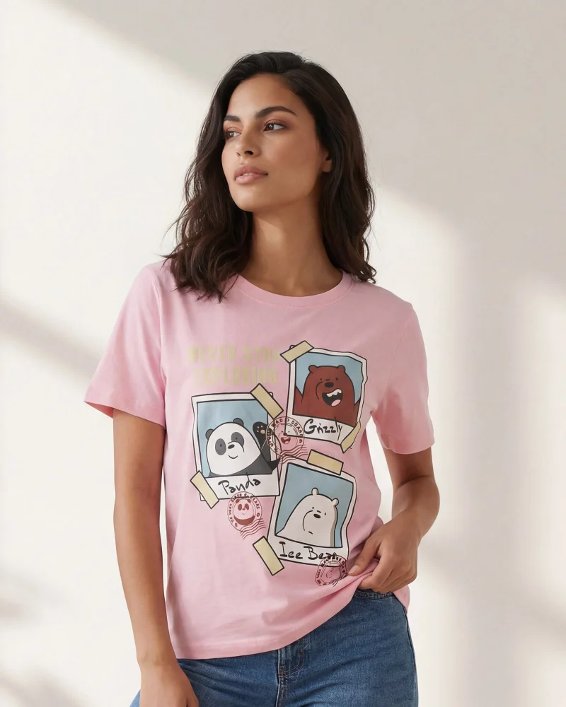 Redtag Women Pink Character T-Shirt