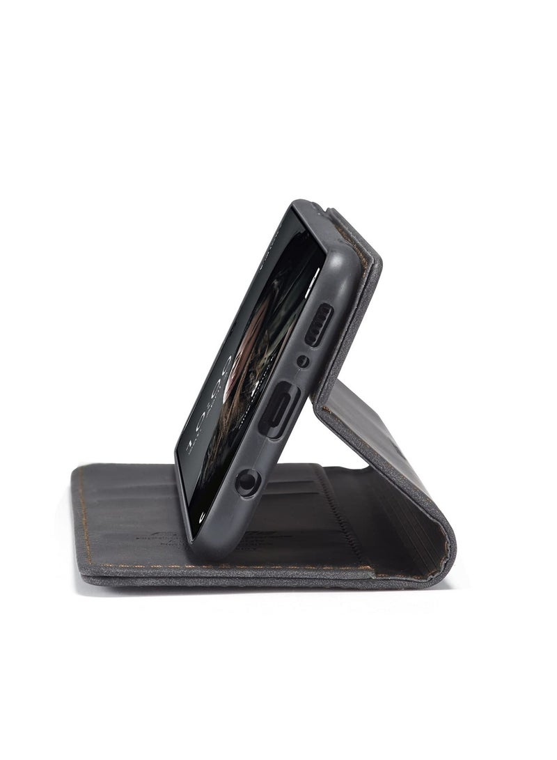 CaseMe Phone Case Luxury PU Leather Design 013 Flip Cover Card Slot Holder Cover For Samsung Galaxy M51 (Black)  - Image 3