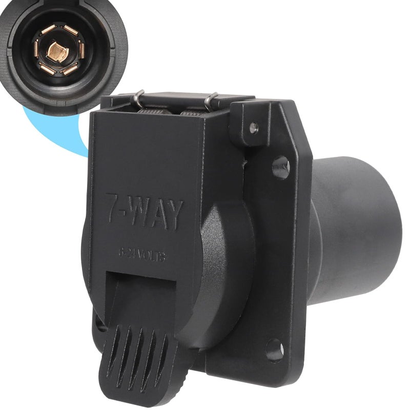 MECMO MECMO OEM Style Replacement 7-Way RV Blade Socket, USCAR to 7-Pin Vehicle-Side Female-End Socket for Ford, GMC, Chevy, Dodge, Silverado, Sierra Trailer Plug, Factory 7 Pin & Tow Package Required  - Image 1