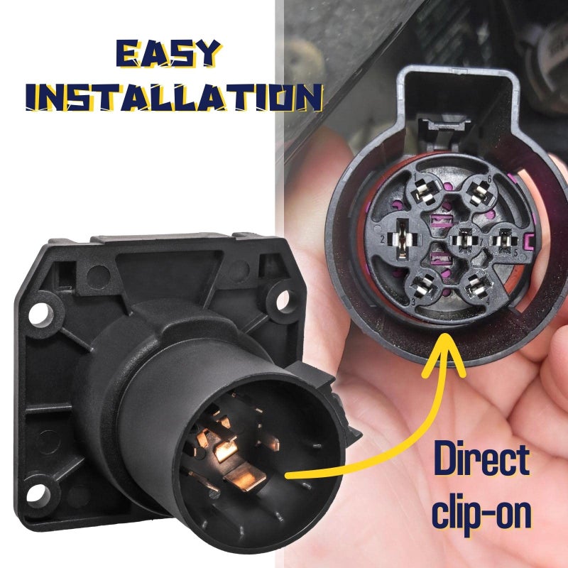 MECMO MECMO OEM Style Replacement 7-Way RV Blade Socket, USCAR to 7-Pin Vehicle-Side Female-End Socket for Ford, GMC, Chevy, Dodge, Silverado, Sierra Trailer Plug, Factory 7 Pin & Tow Package Required  - Image 4