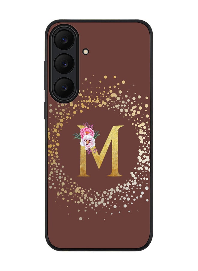 Stylizedd For Samsung Galaxy S25 FE Case,Slim fit Camera Protection, Shockproof Thin Phone cover  - Custom Monogram Floral - M  (Brown )