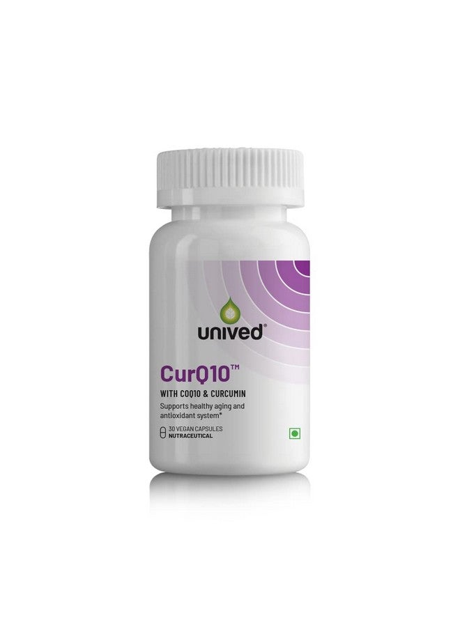 Unived CurQ10 | High dose blend of 300mg CoQ10 with 100mg Curcumin | Powerful Antioxidant for Heart Health & Overall Wellbeing | 30 Capsules - Image 1